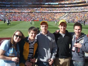 Our Canadian friends and us at Soccer Stadium, Johannesburg. 